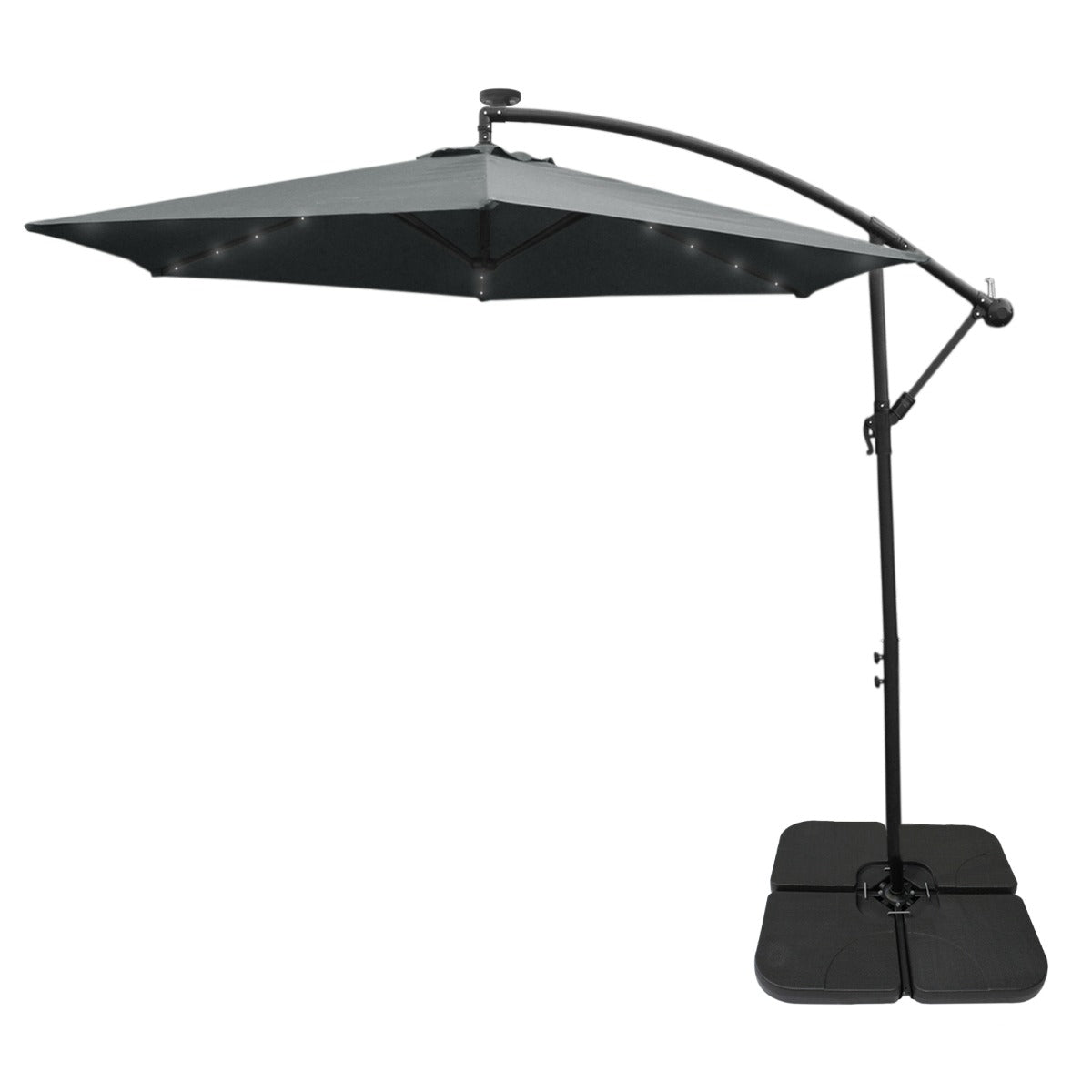 Grijs 3m LED Zweefparasol met een eenvoudige voet