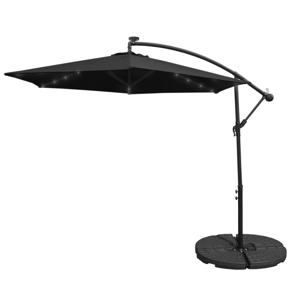 Zwart 3m LED Zweefparasol met Voet