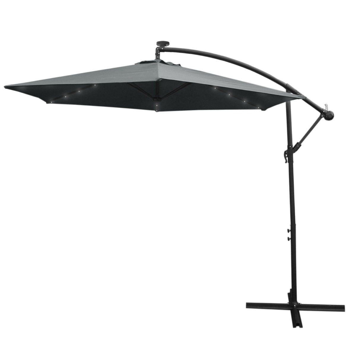 Zweefparasol 3m met LED verlichting - Grijs