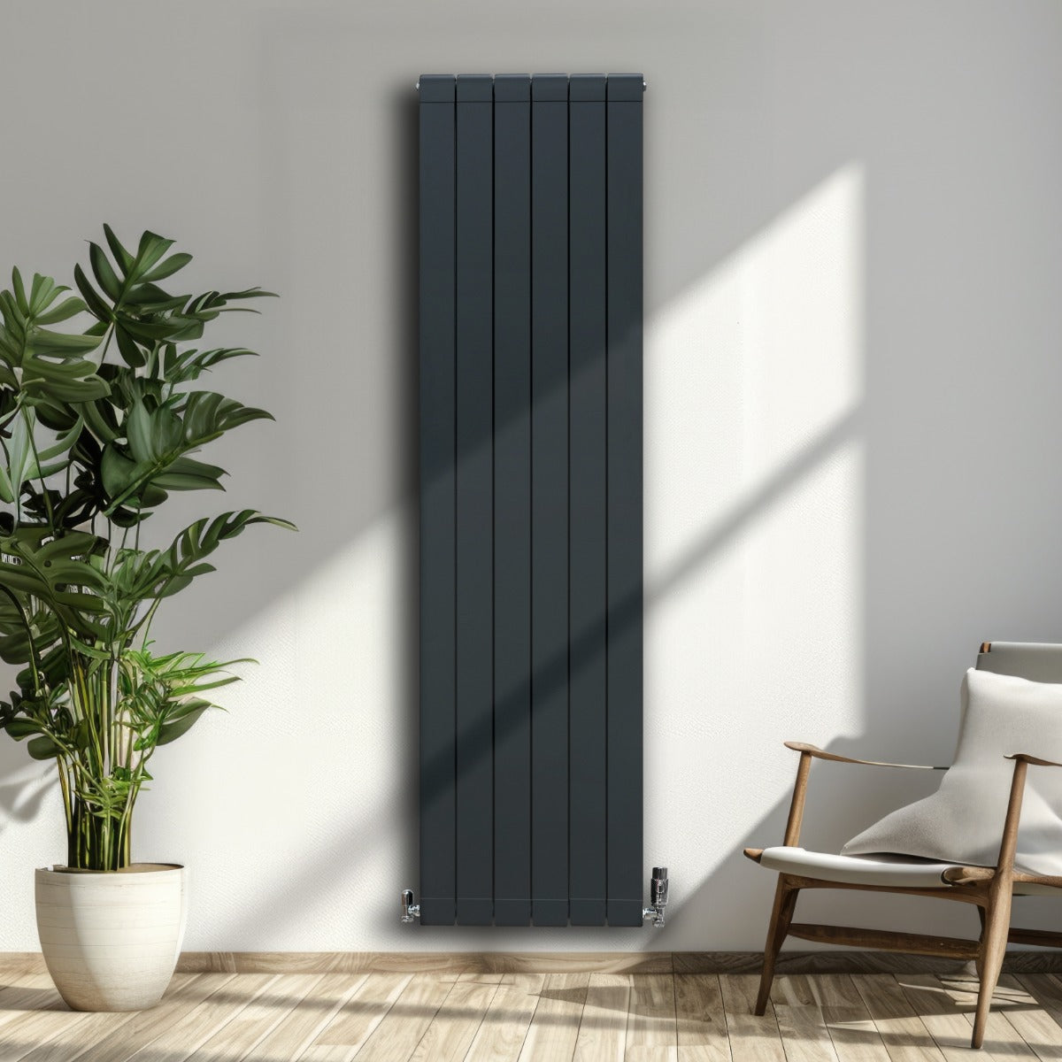 Aluminium Radiator & Kleppen - 1800mm x 475mm - Antraciet Grijs