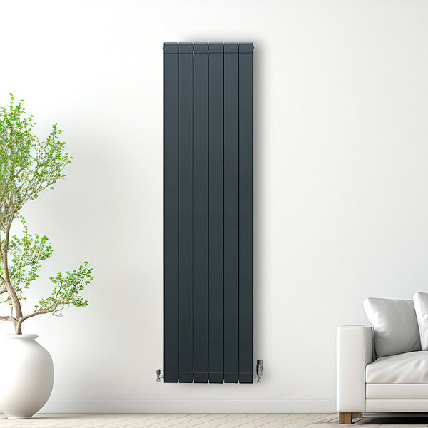 Aluminium Radiator & Kleppen - 1800mm x 475mm - Antraciet Grijs