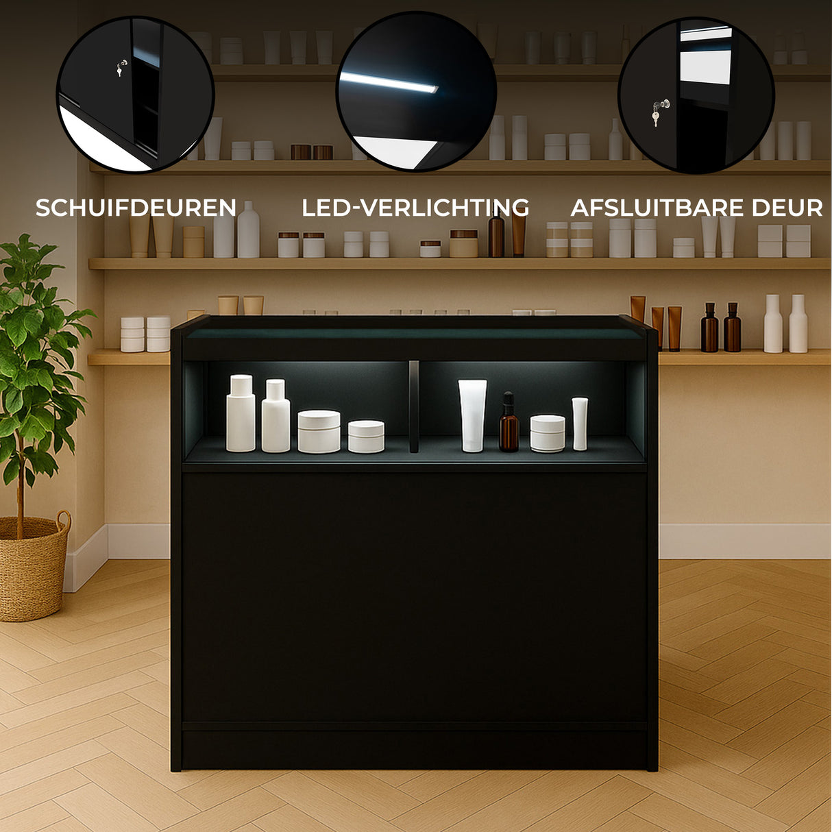 LED Detailhandel Winkel Toonbank B900 - Zwart