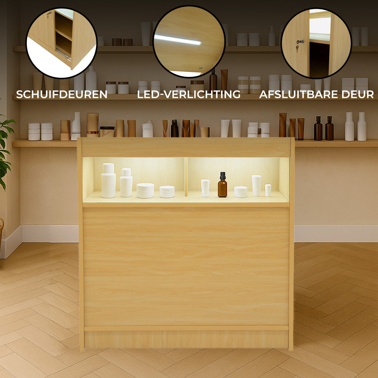 LED Detailhandel Winkel Toonbank B900 - Esdoorn