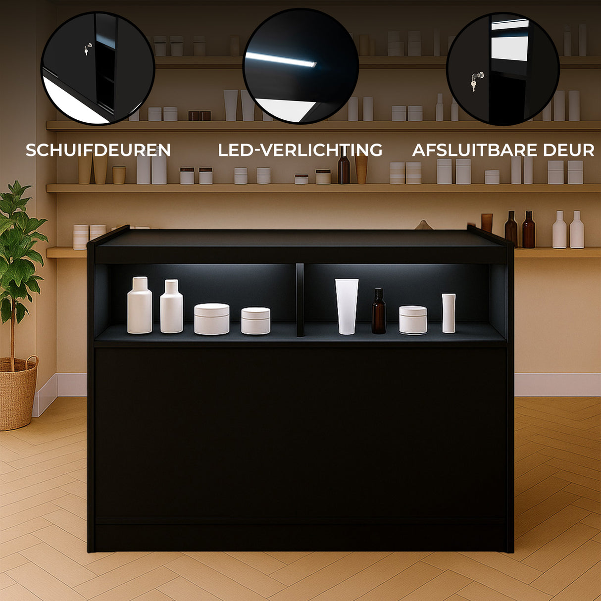 LED Detailhandel Winkel Toonbank B1200 - Zwart