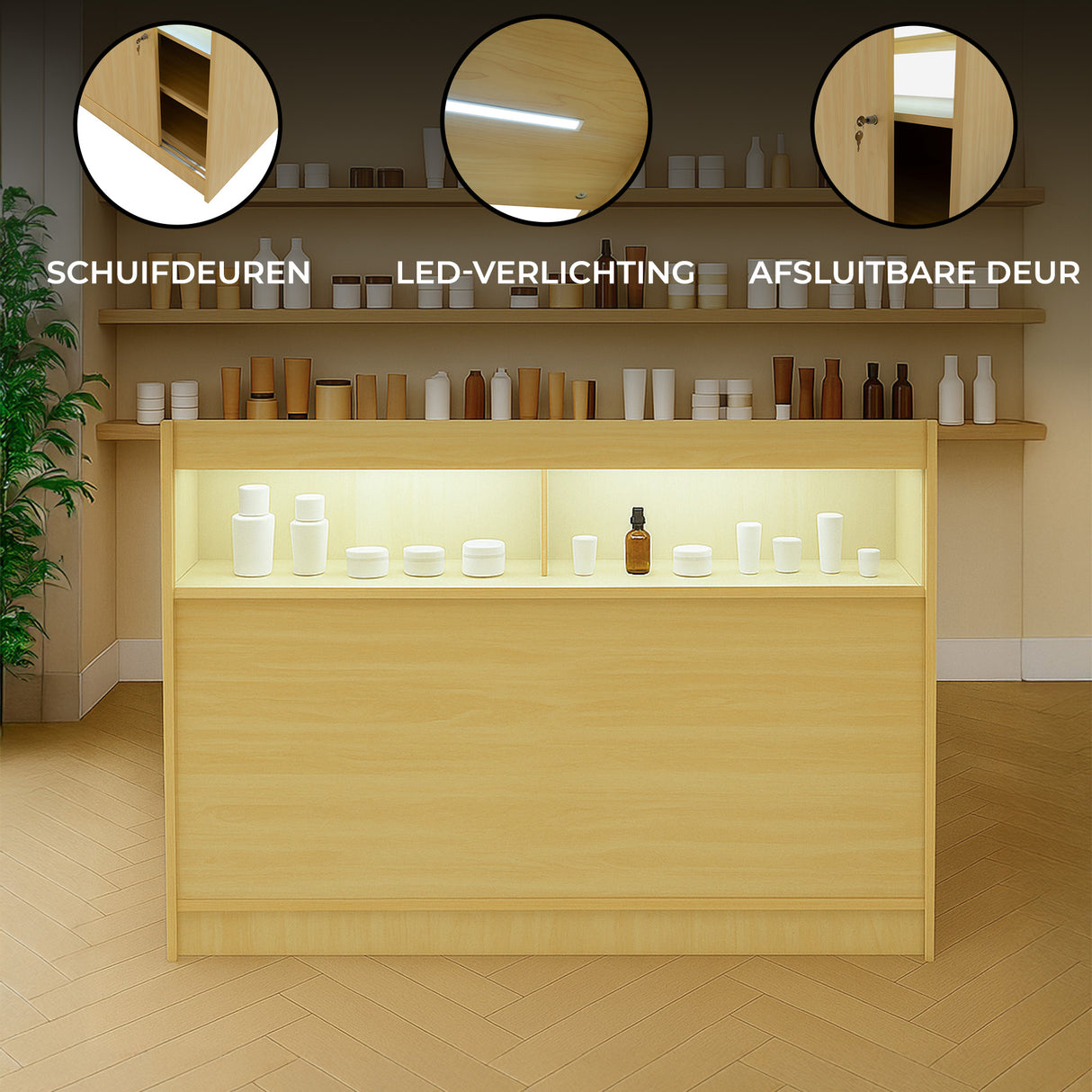 LED Detailhandel Winkel Toonbank B1200 - Esdoorn