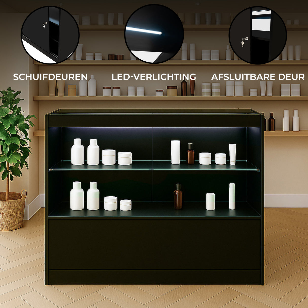 LED Detailhandel Winkel Toonbank C1200 - Zwart