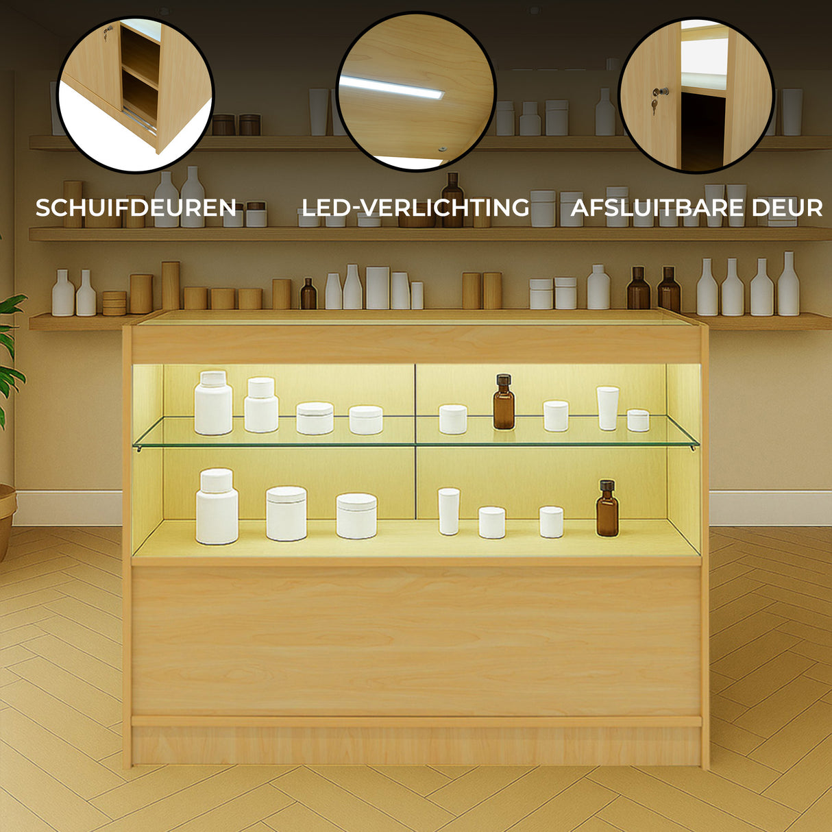 LED Detailhandel Winkel Toonbank C1200 - Esdoorn