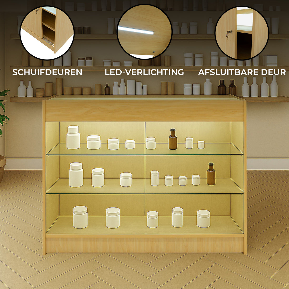 LED Detailhandel Winkel Toonbank K1200 - Esdoorn