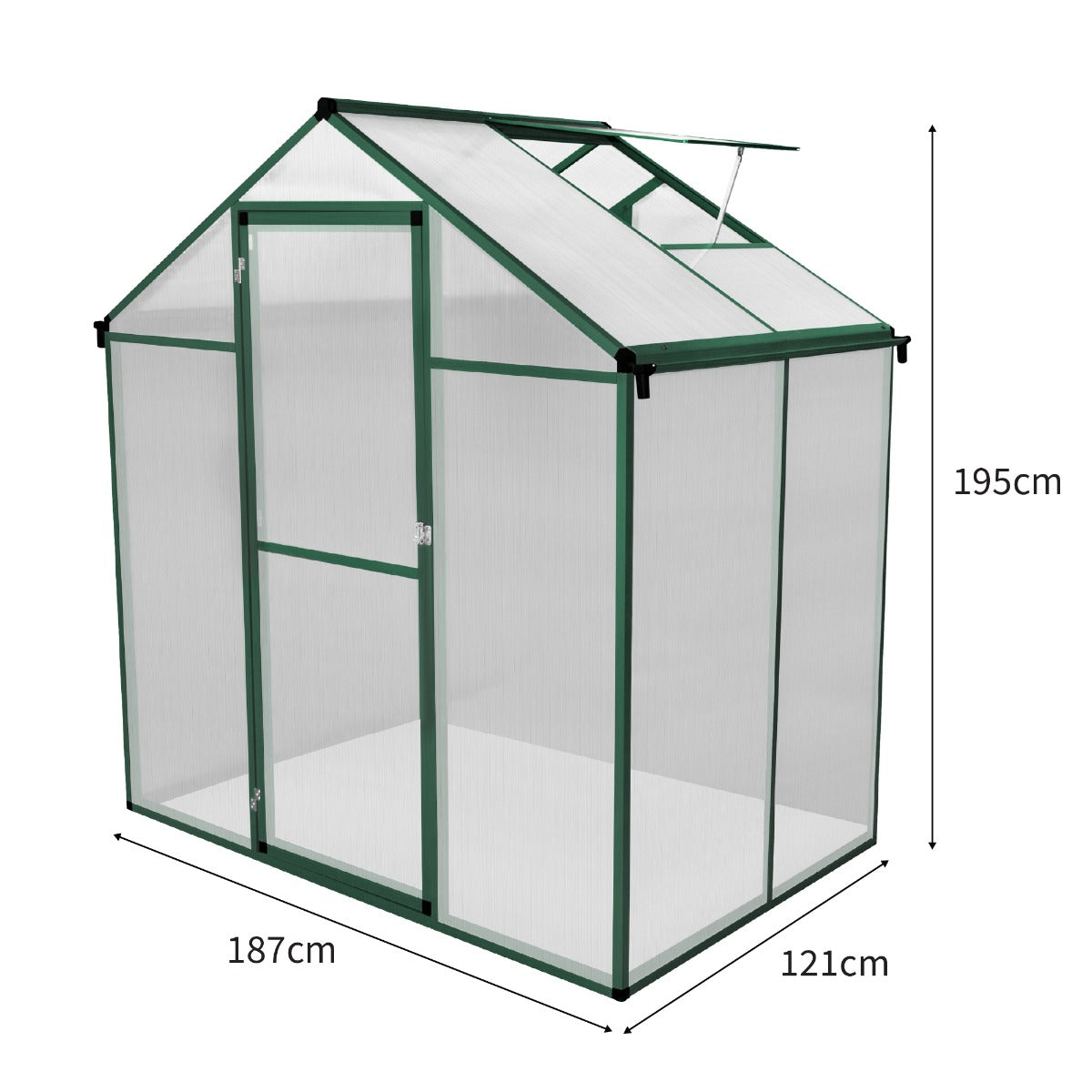Tuinkas - Polycarbonaat - 185 x 120 x 194 cm - Groen