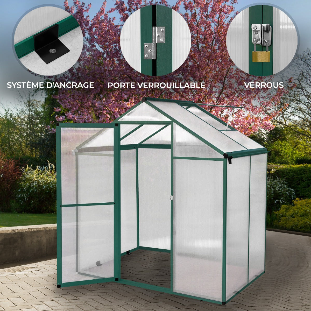 Tuinkas - Polycarbonaat - 185 x 120 x 194 cm - Groen