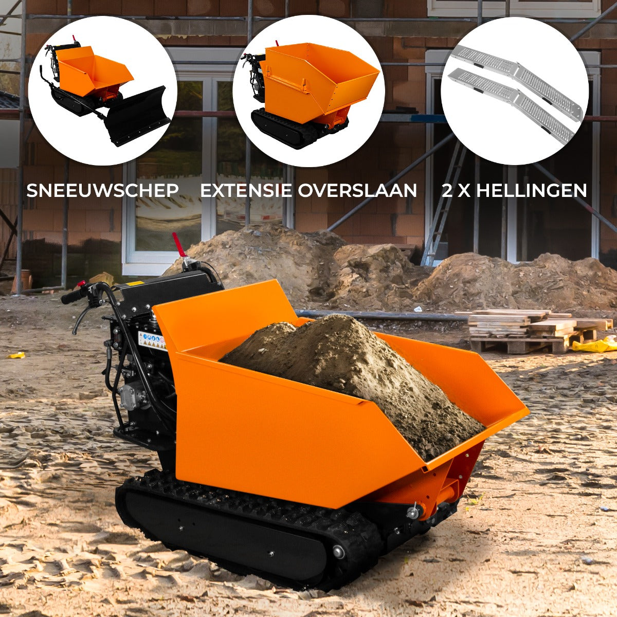 Getraceerde Mini Dumper Benzine Motorkruiwagen