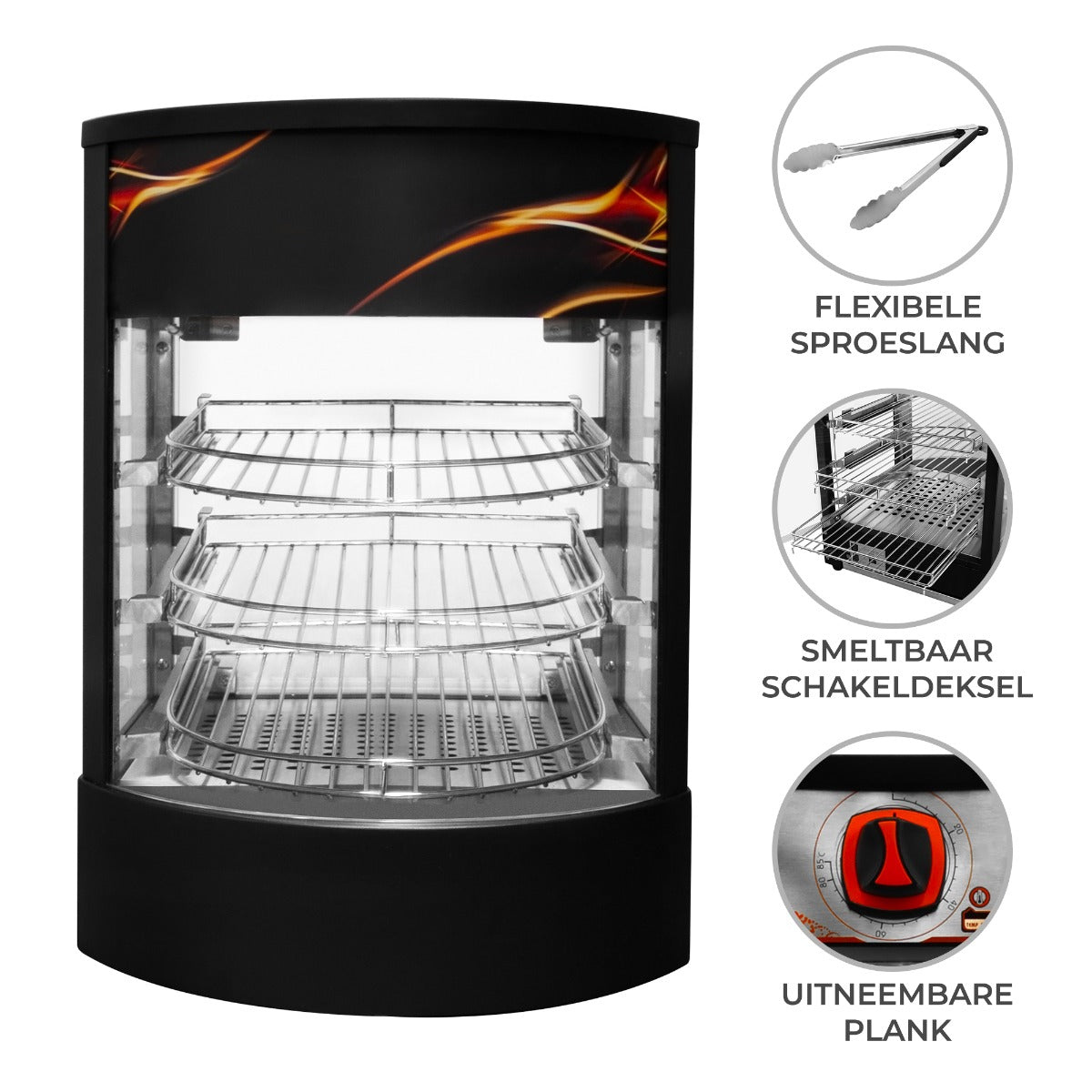 Commerciële Warmhoudkast met Glazen Pizzadisplay