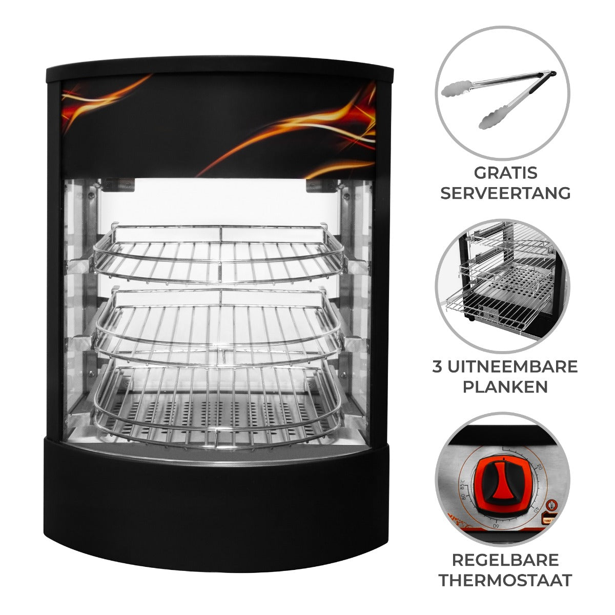 Commerciële Warmhoudkast met Glazen Pizzadisplay