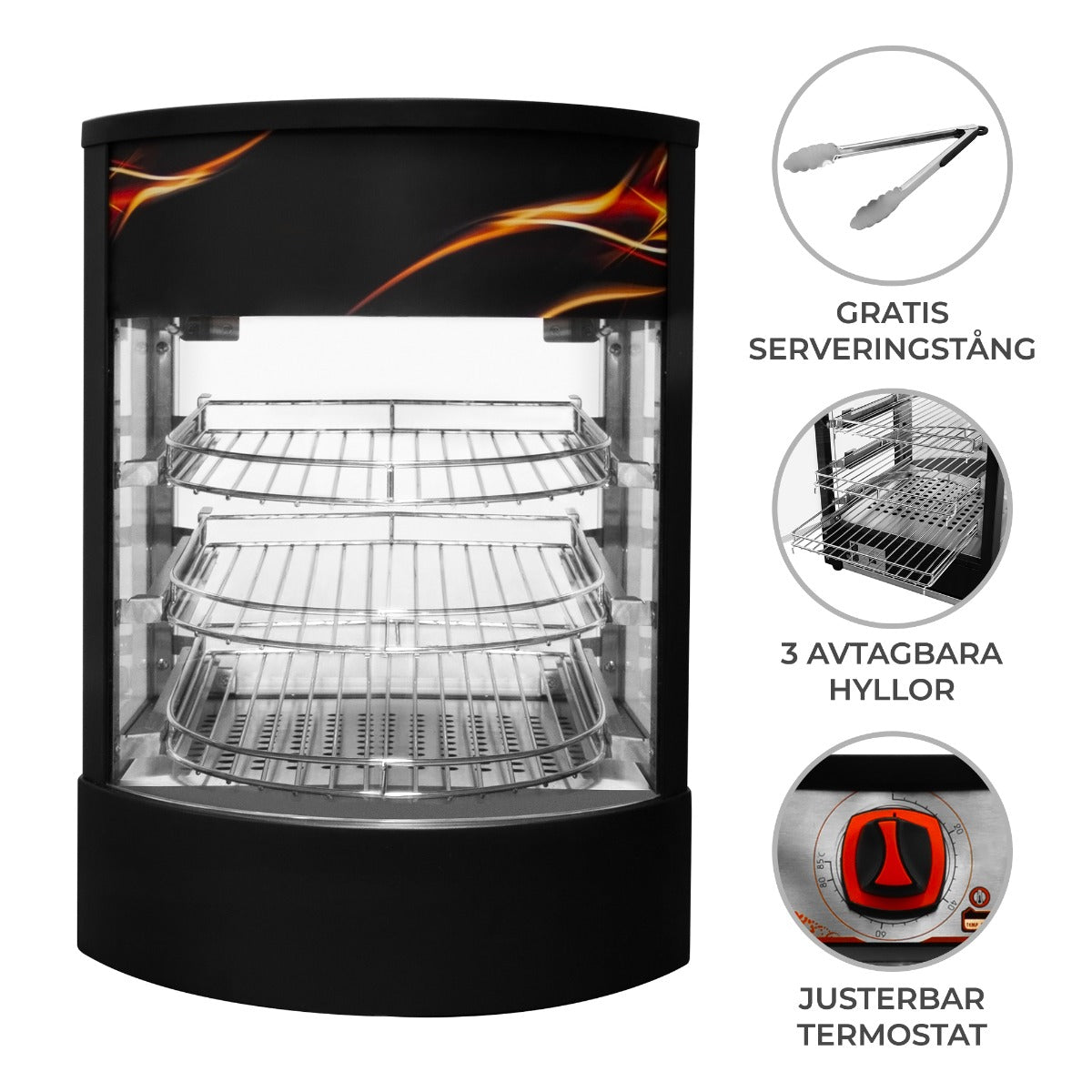 Commerciële Warmhoudkast met Glazen Pizzadisplay