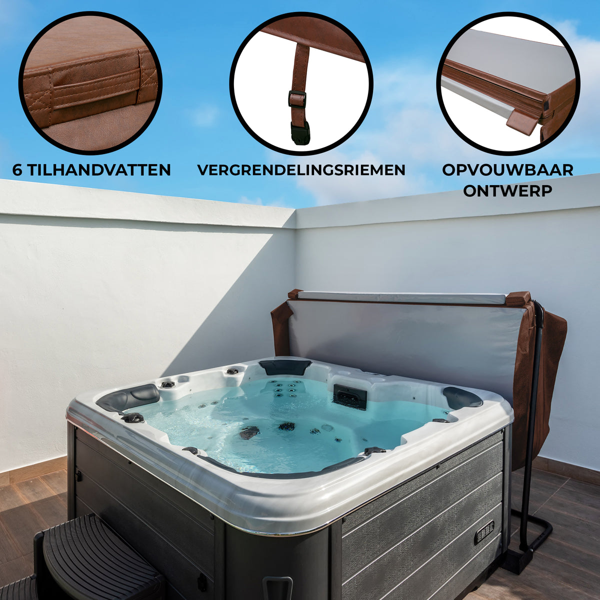 Geïsoleerd Hottubdeksel - Bruin - 2 m