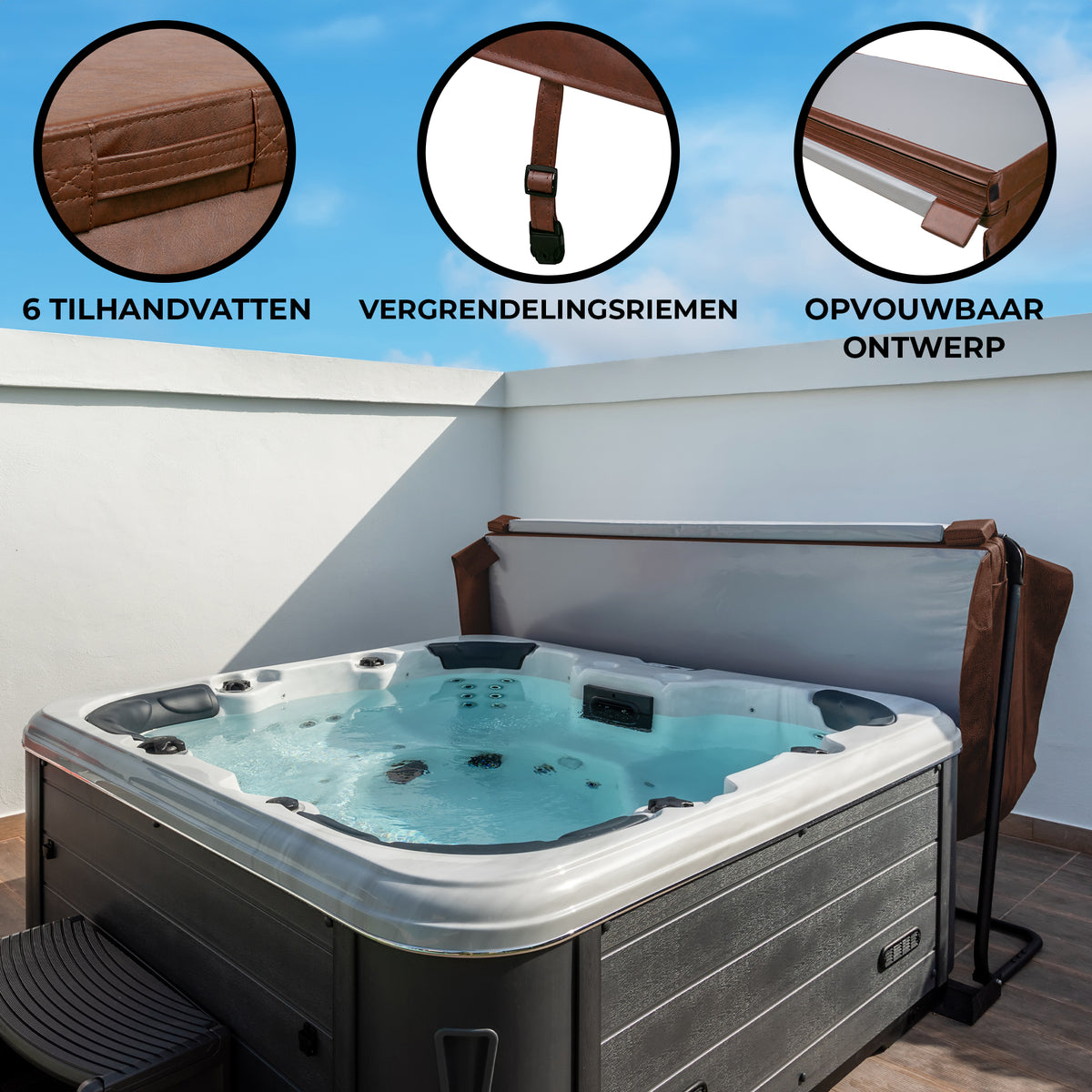 Geïsoleerd Hottubdeksel - Bruin - 2,2 m