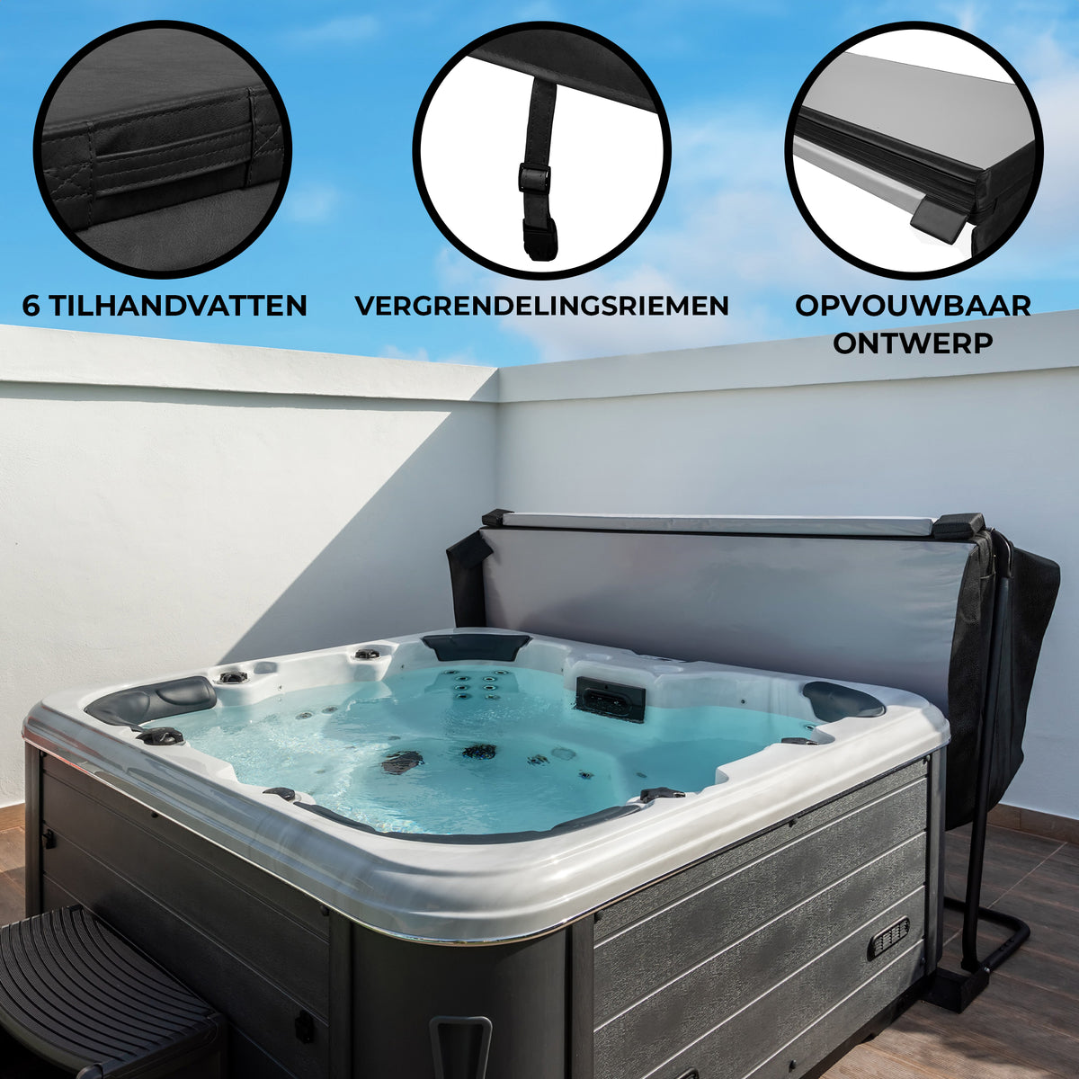 Geïsoleerd Hottubdeksel - Zwart - 2,2 m