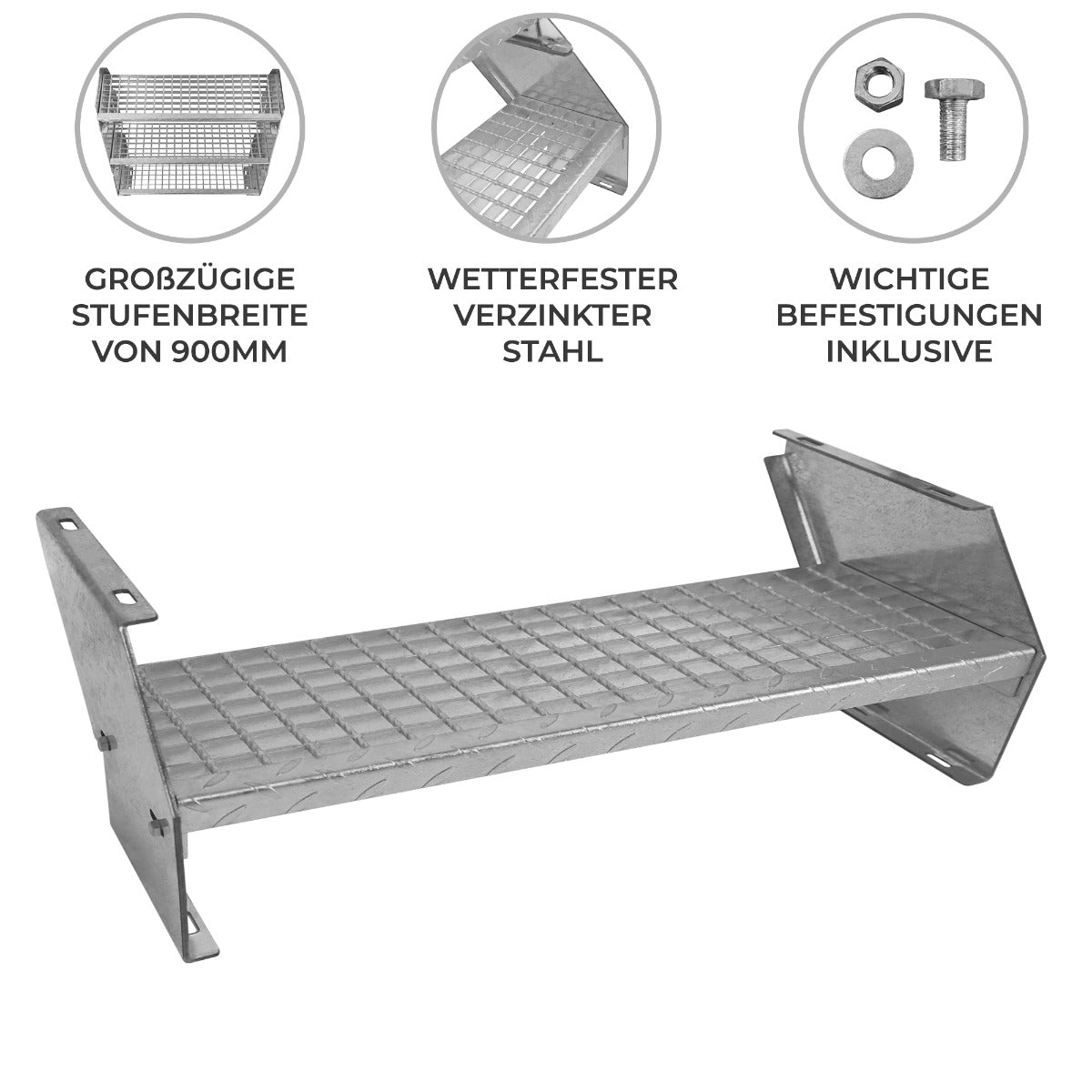 Extra Gegalvaniseerde Stalen Treden - 900 mm breed