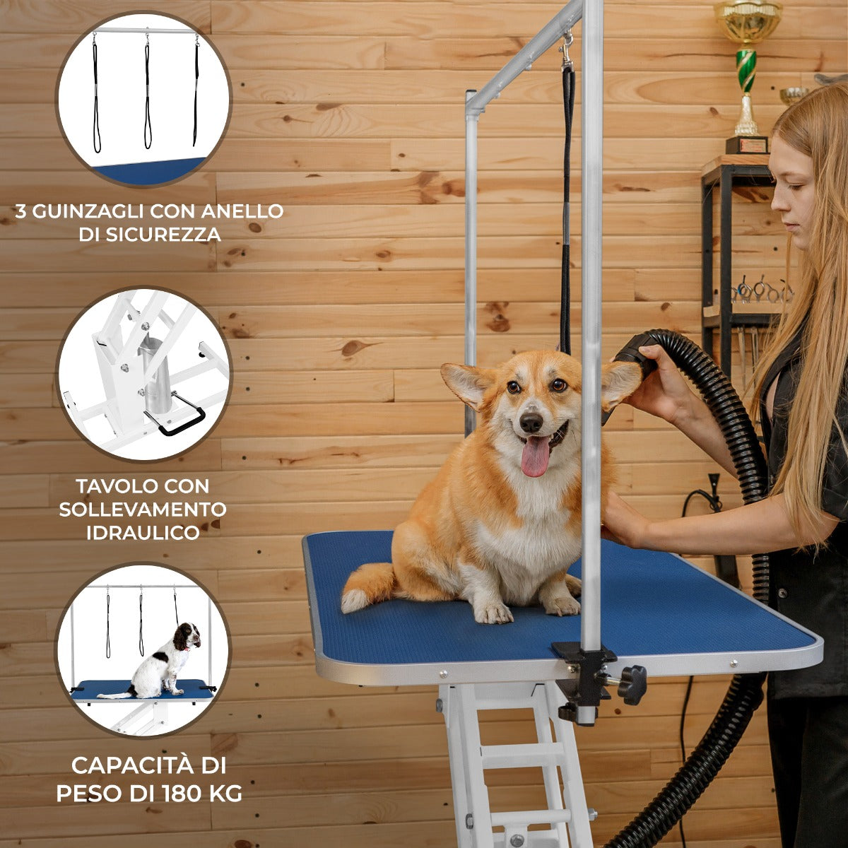 Wit Hydraulisch Trimtafel - Blauw Tafelblad