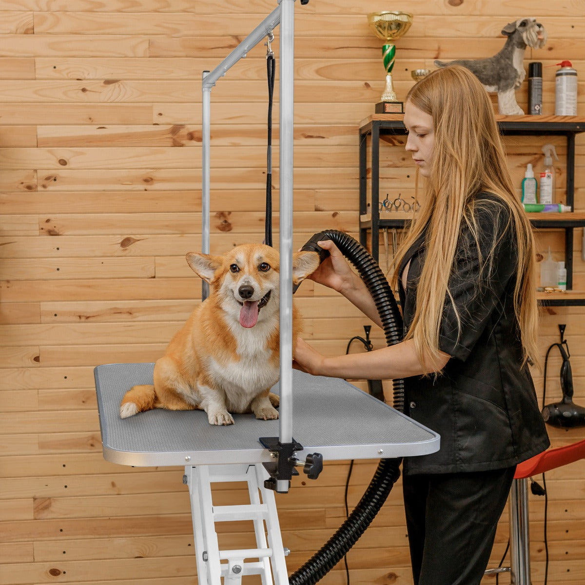 Wit Hydraulische Trimtafel - Grijs Tafelblad