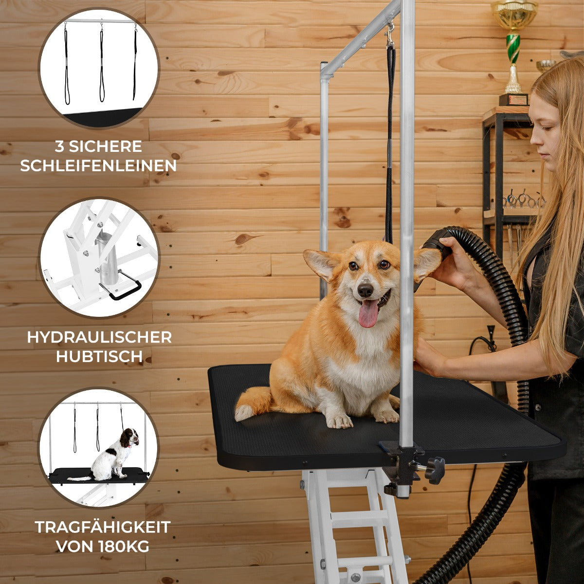 Wit Hydraulische Trimtafel - Zwart Tafelblad
