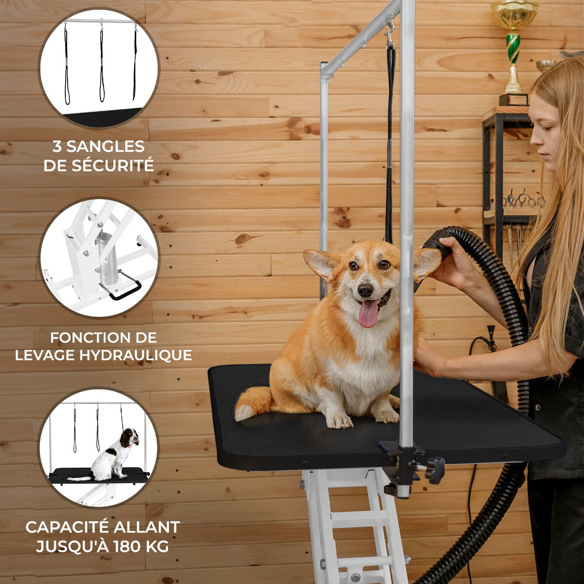 Wit Hydraulische Trimtafel - Zwart Tafelblad