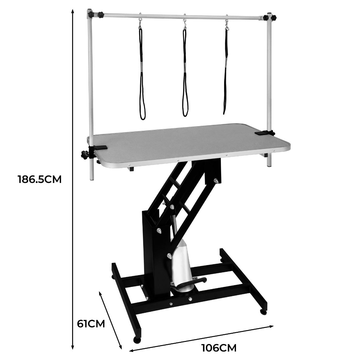 Zwart Hydraulische Trimtafel - Grijs Tafelblad