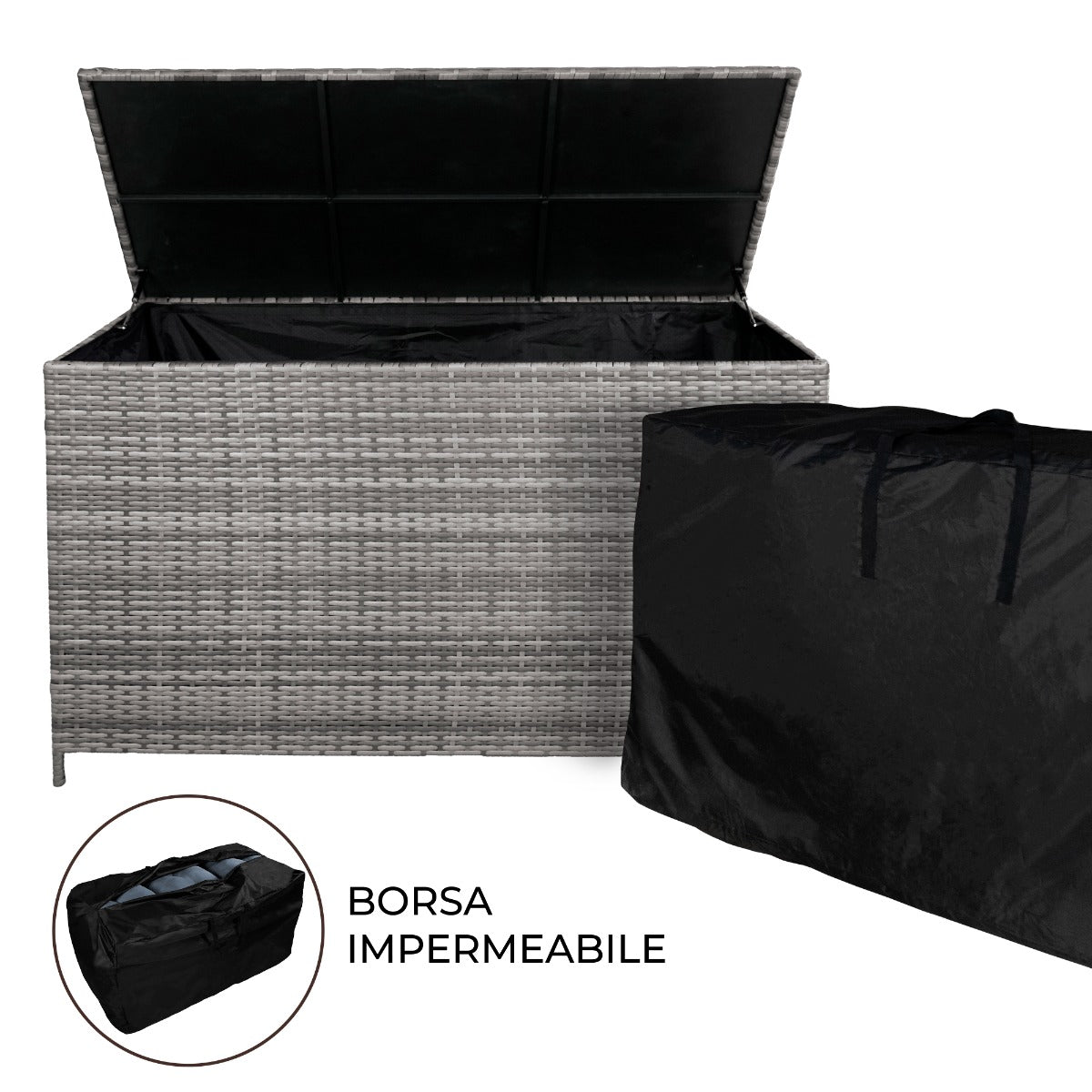 Rieten Kussenopbergdozen - Grijs