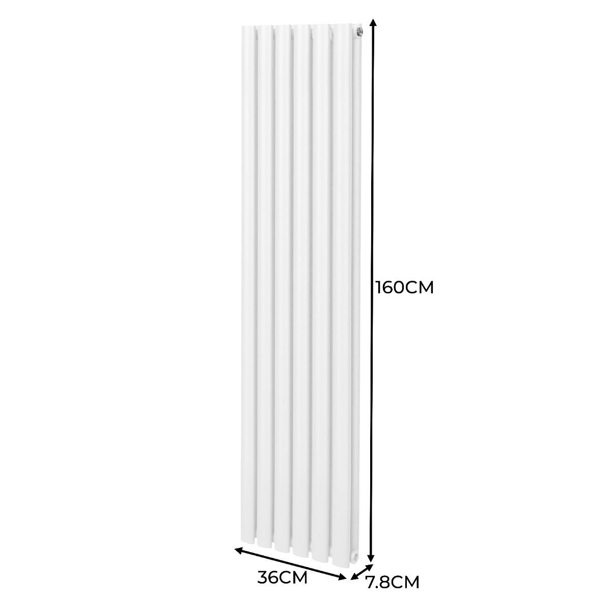 Ovale Kolomradiator - 1600mm x 360mm - Wit