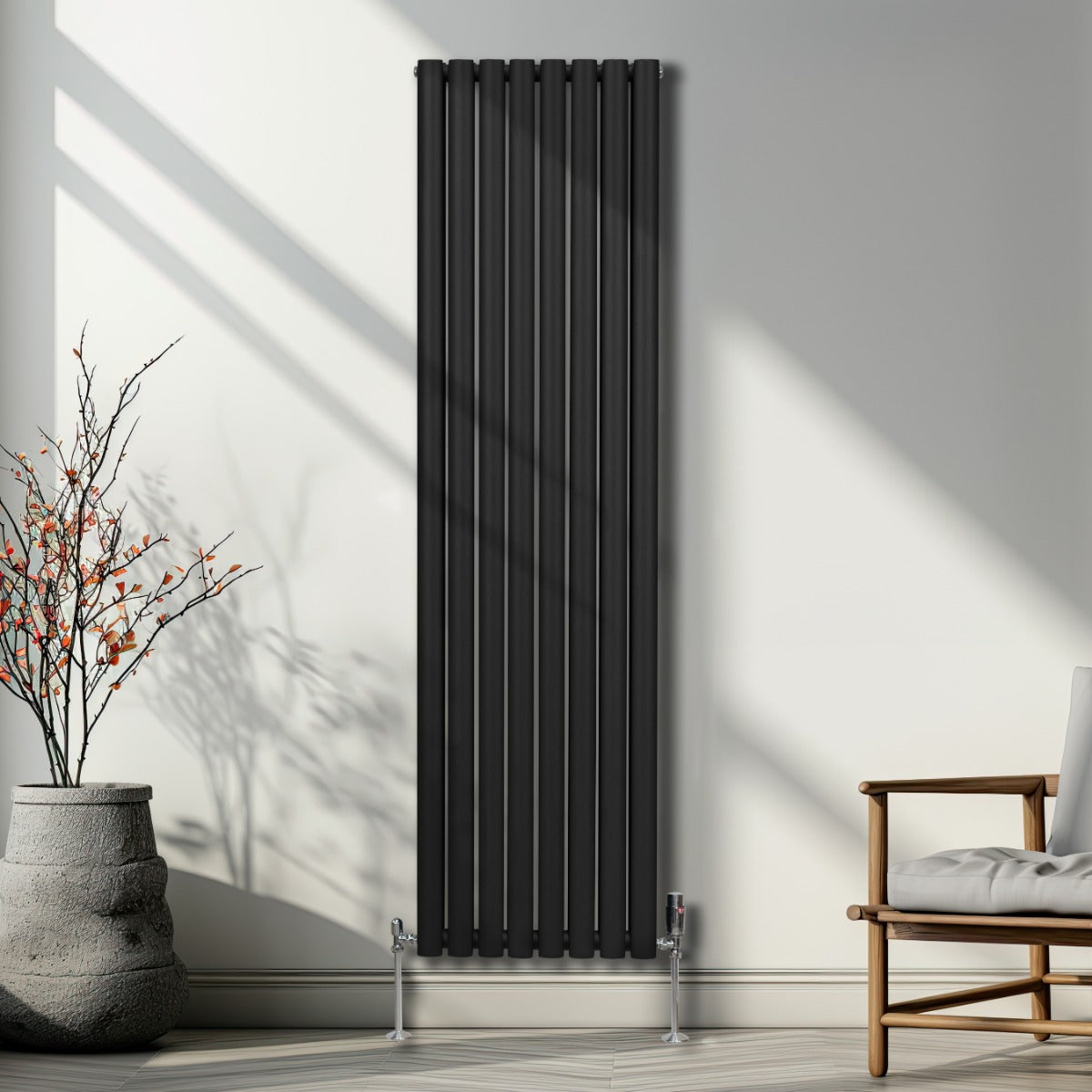 Ovale Kolomradiator - 1800mm x 480mm - Zwart