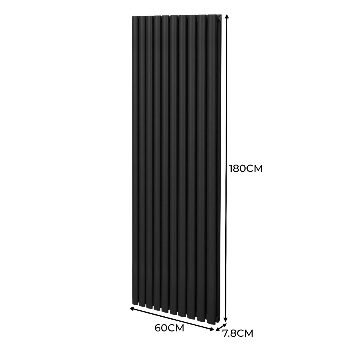 Ovale Kolomradiator - 1800mm x 600mm - Zwart