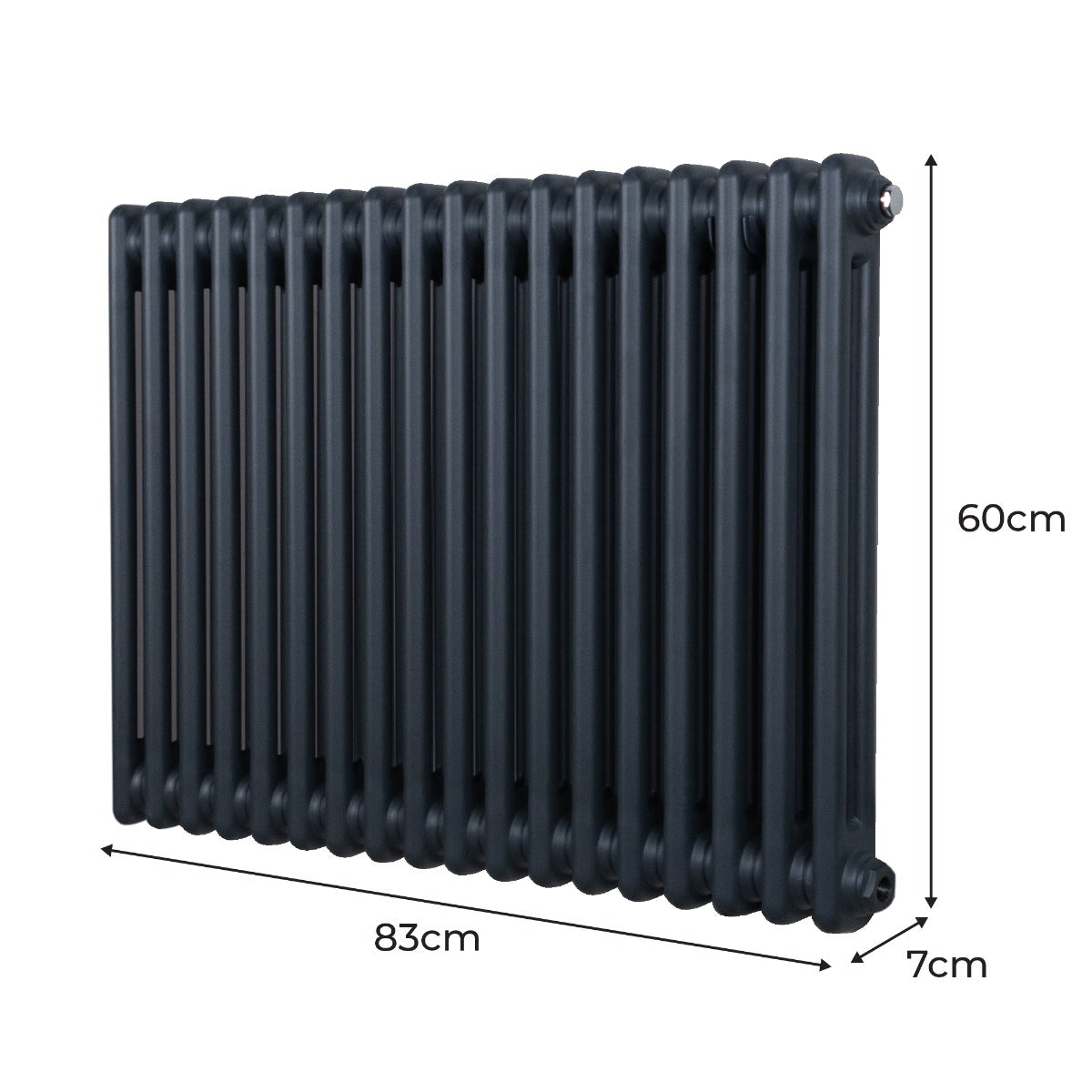 Traditionele 2 Kolom Radiator - 600 x 832mm - Antraciet Grijs