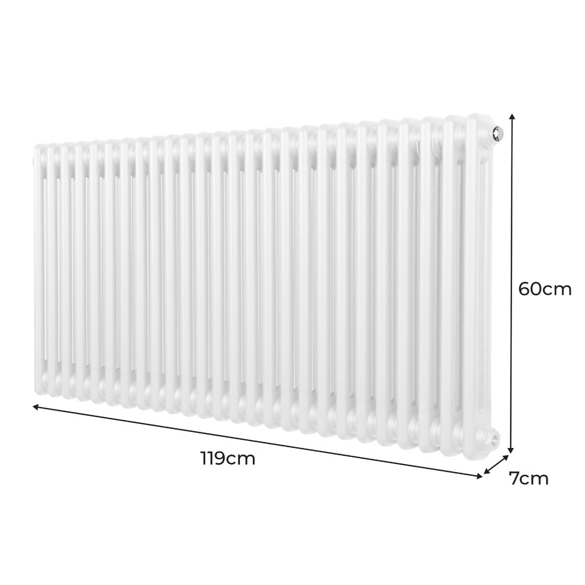 Traditionele 2 Kolom Radiator - 600 x 1192mm - Wit