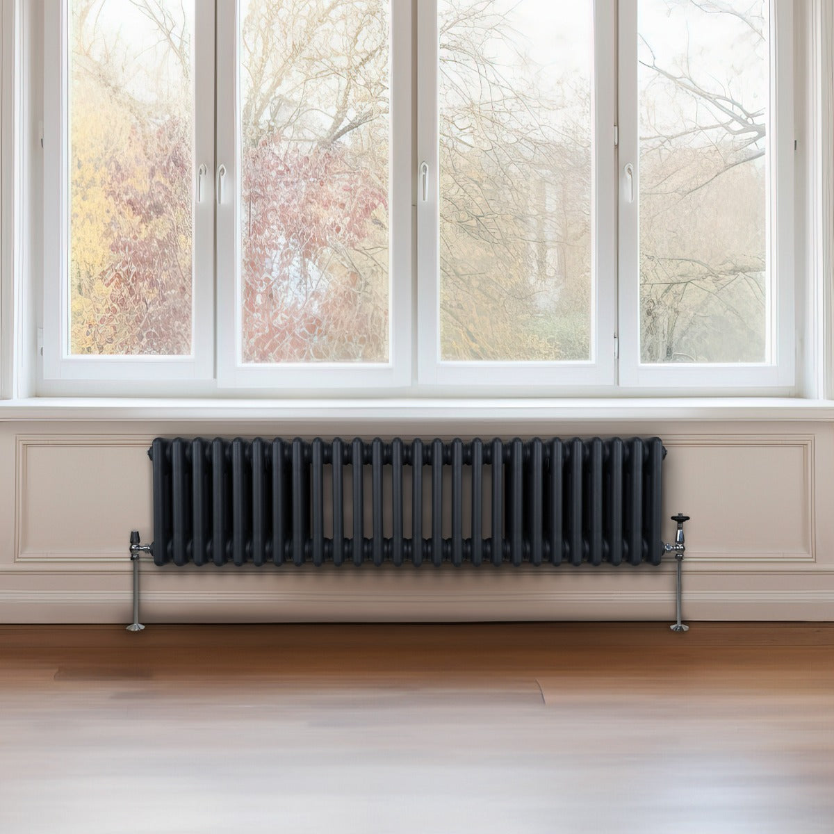 Traditionele 3 Kolom Radiator - 300 x 1192mm - Antraciet Grijs