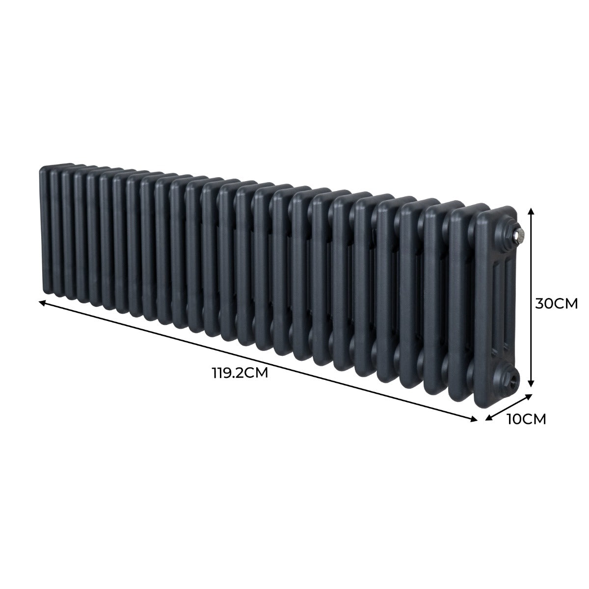 Traditionele 3 Kolom Radiator - 300 x 1192mm - Antraciet Grijs
