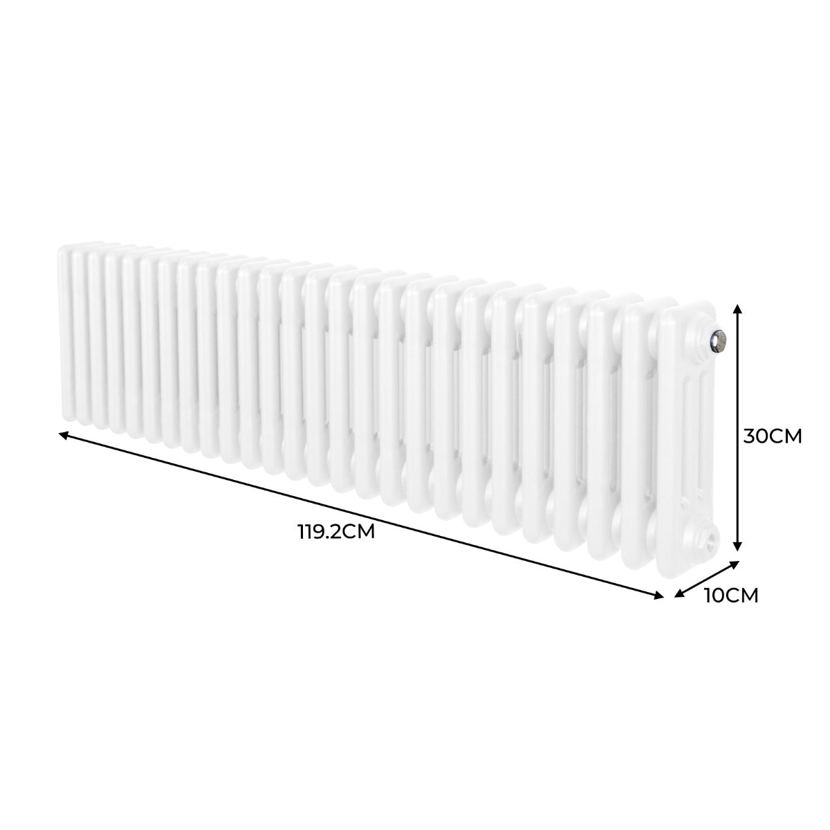 Traditionele 3 Kolom Radiator - 300 x 1192mm - Wit