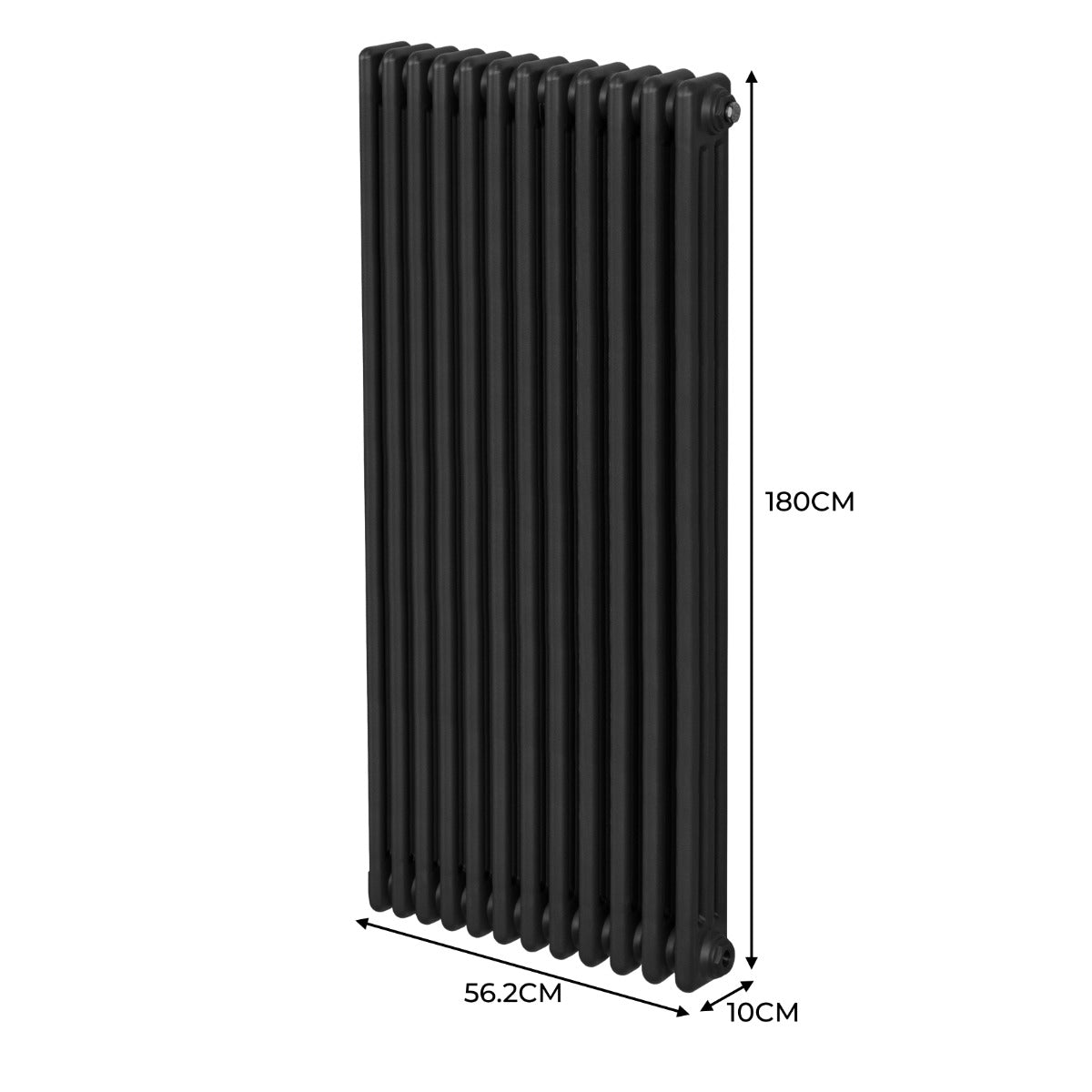 Traditionele 3-kolomsradiator - 1800 x 562 mm - Zwart