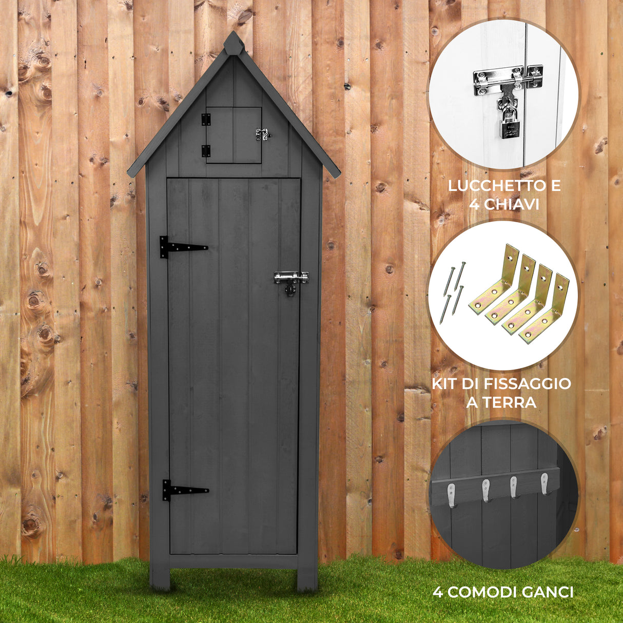 Houten Tuinschuur - Grijs