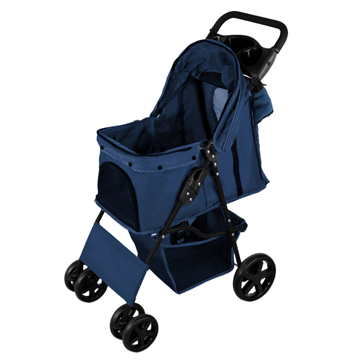 Hondenbuggy met Regenhoes en Organizer Tas - Marineblauw