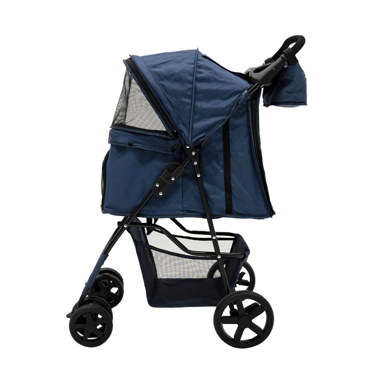 Hondenbuggy met Regenhoes en Organizer Tas - Marineblauw