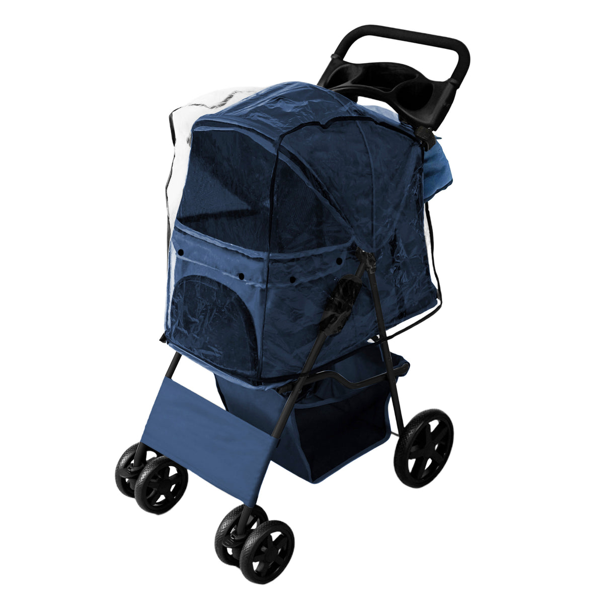 Hondenbuggy met Regenhoes en Organizer Tas - Marineblauw