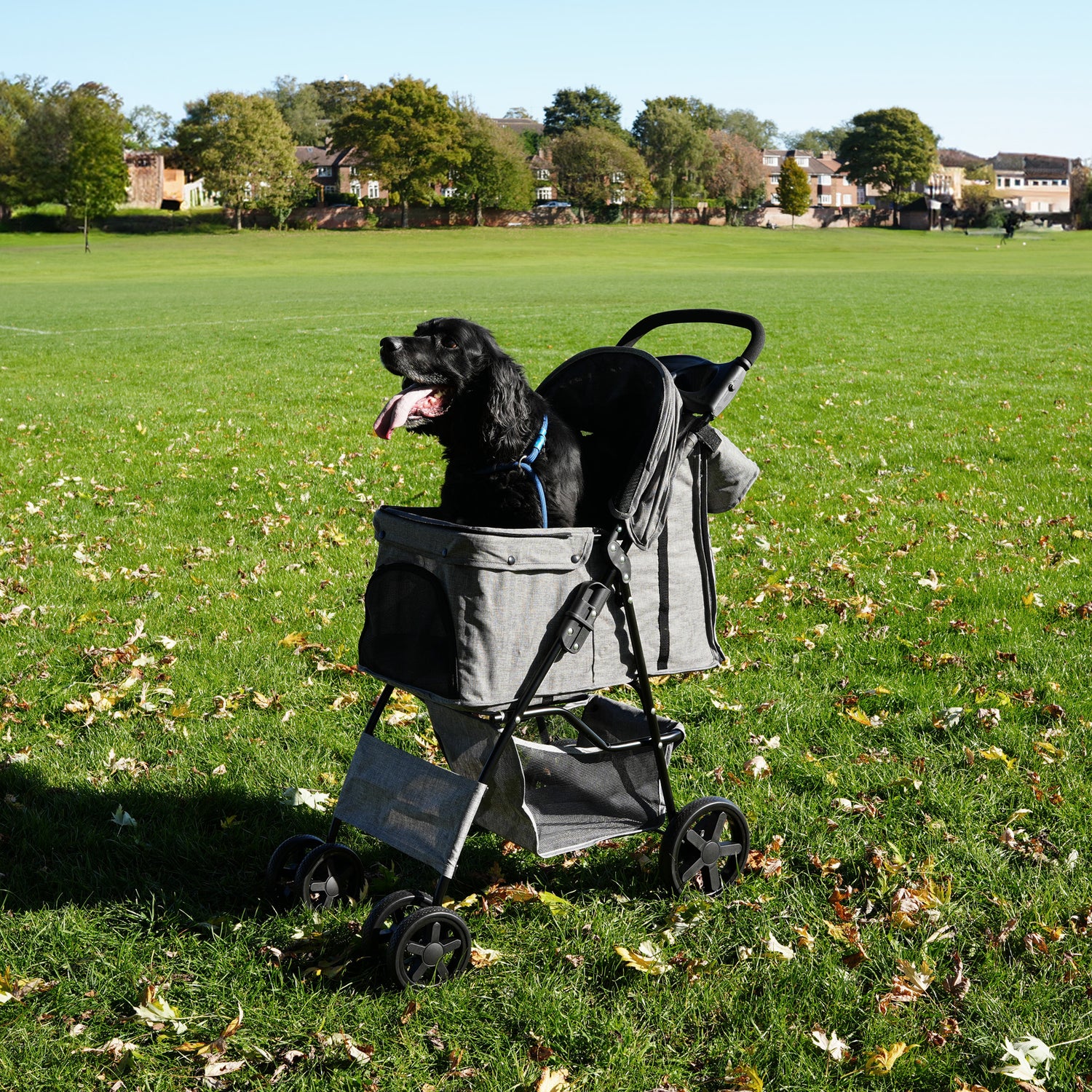 Hondenbuggy met Regenhoes en Organizer Tas - Grijs