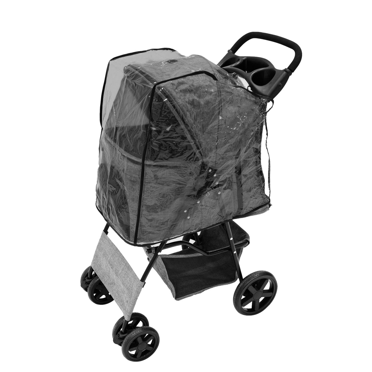 Hondenbuggy met Regenhoes en Organizer Tas - Grijs