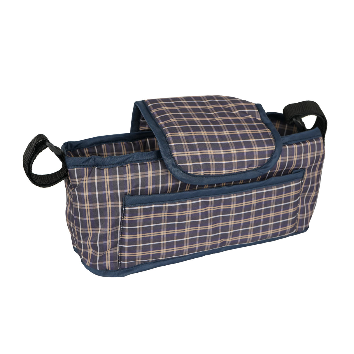 Hondenbuggy met Regenhoes en Organizer Tas - Ruitblauw