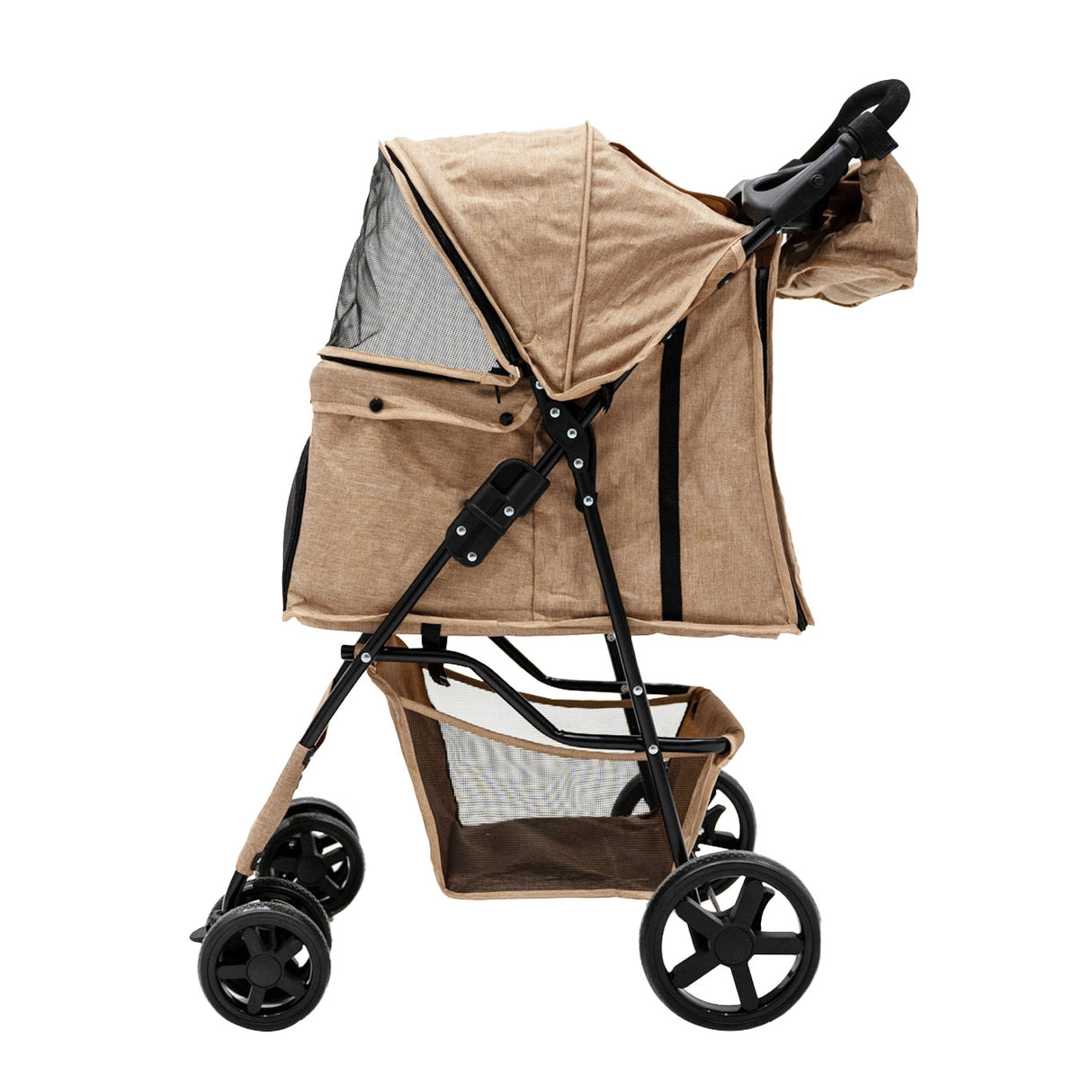 Hondenbuggy met Regenhoes en Organizer Tas - Beige