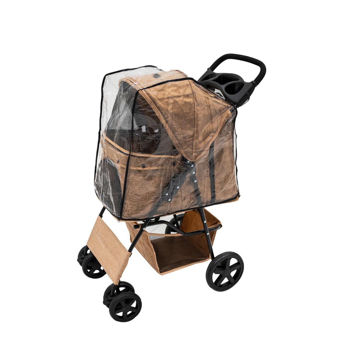 Hondenbuggy met Regenhoes en Organizer Tas - Beige