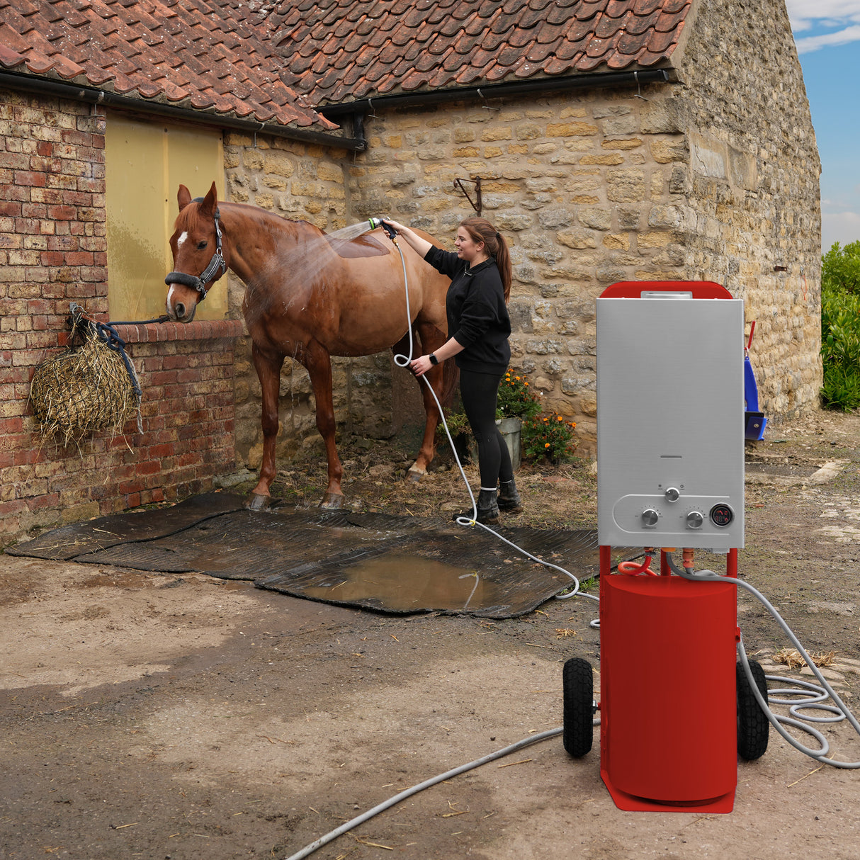 Draagbare Douche voor Paarden - Rood