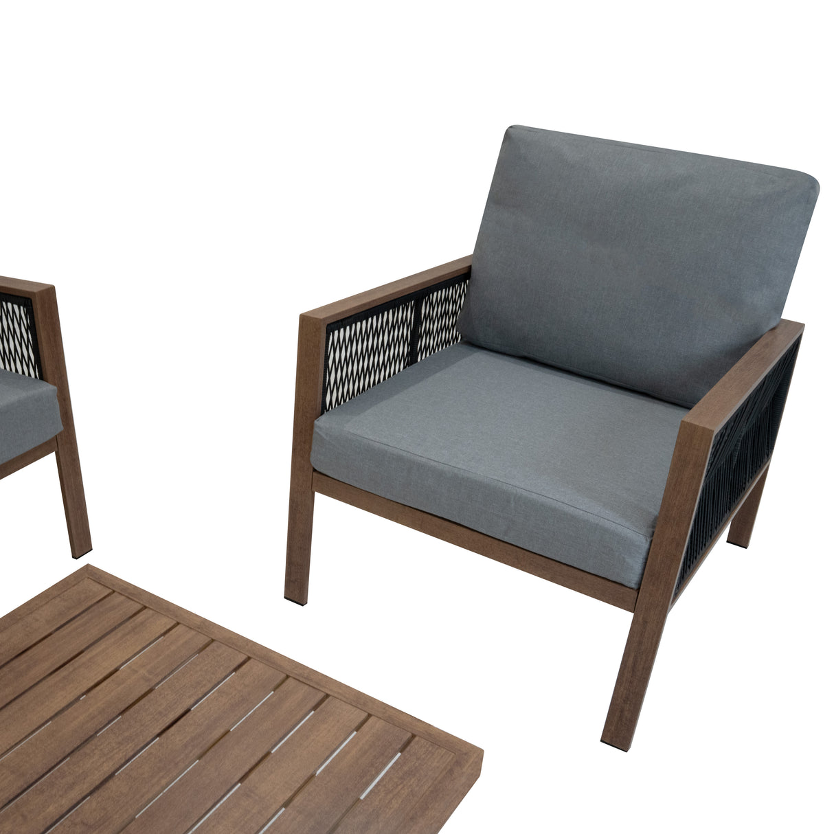 Aluminium 4-Delige Loungeset - Houteffect