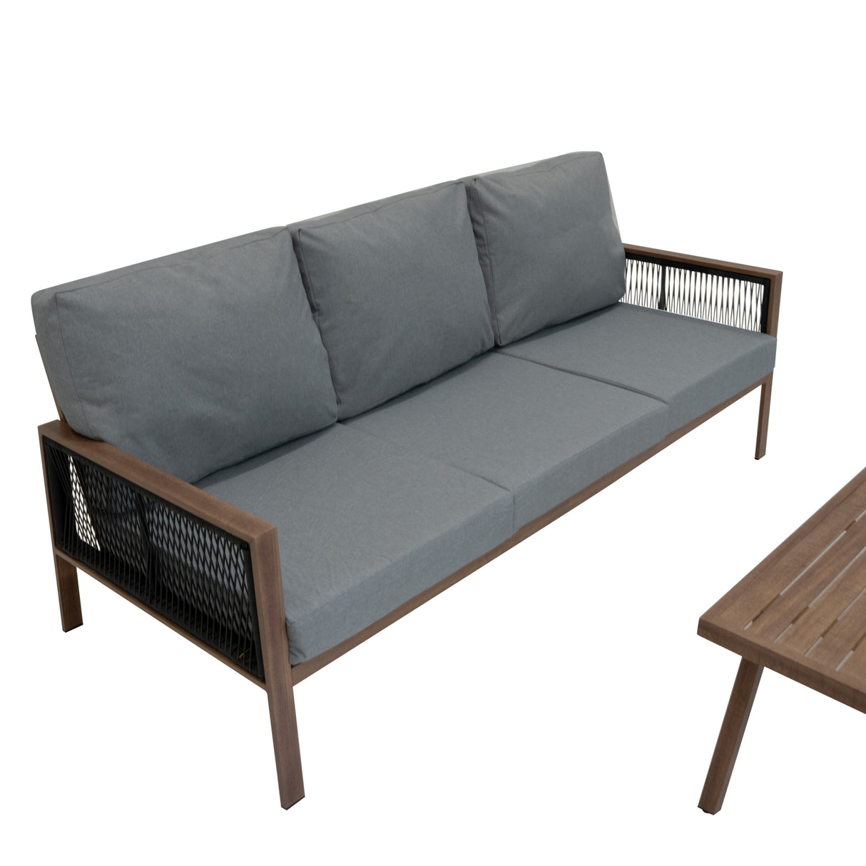 Aluminium 4-Delige Loungeset - Houteffect