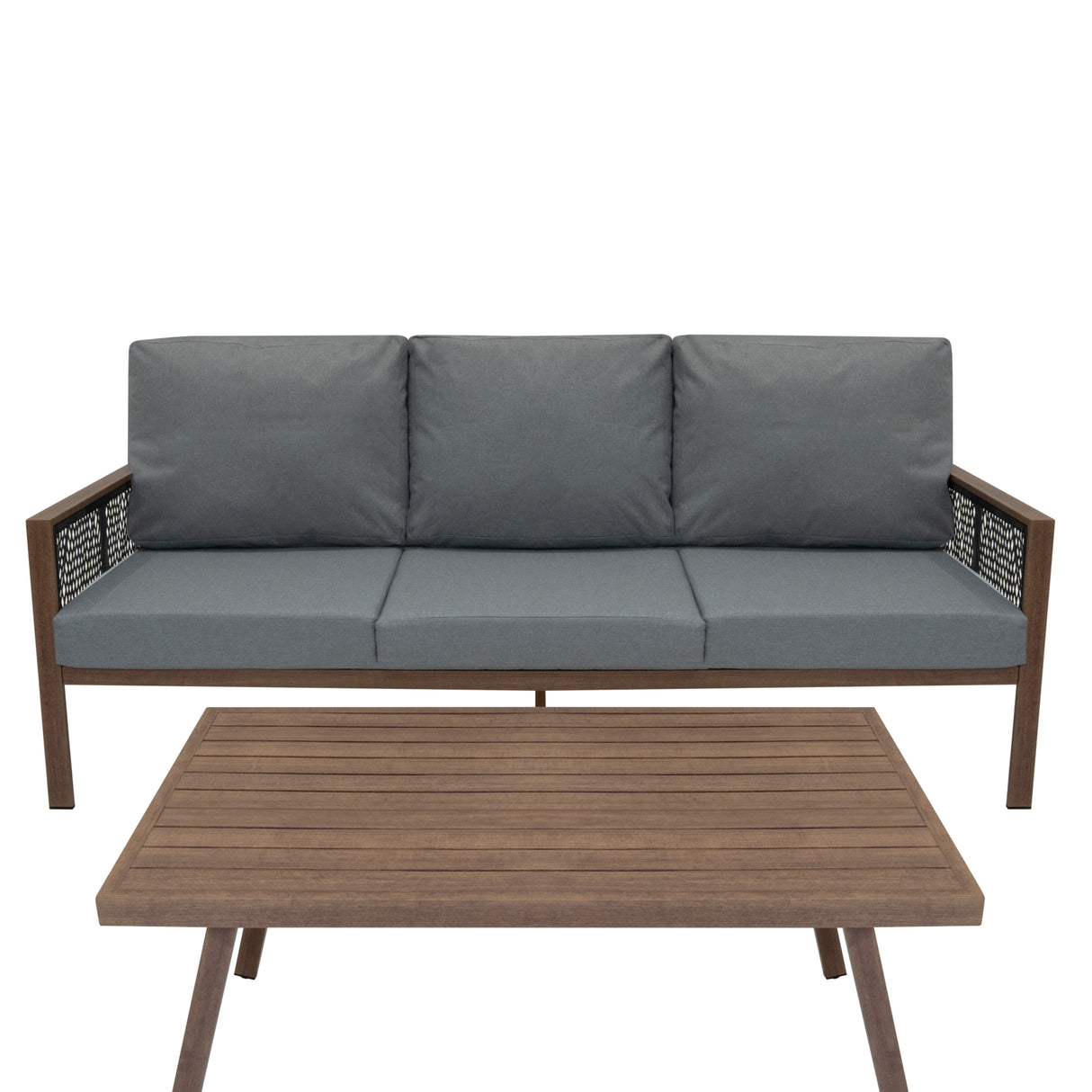 Aluminium 4-Delige Loungeset - Houteffect